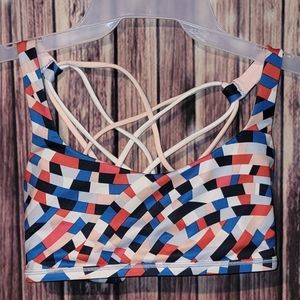 Rare Lululemon Energy Bra Top - Size 6 - Colorblock Print - Strappy Back - GUC